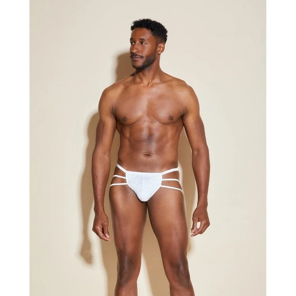 Cosabella Men's White Lace Strappy Jockstrap – Sexy Designer Cutout Underwear XL